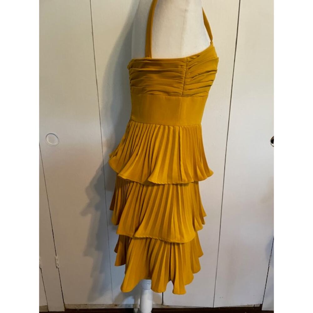 Gianni Bini Golden Yellow Elegant Sundress w/ Pleated Skirt Women Size 6 - Picture 3 of 7
